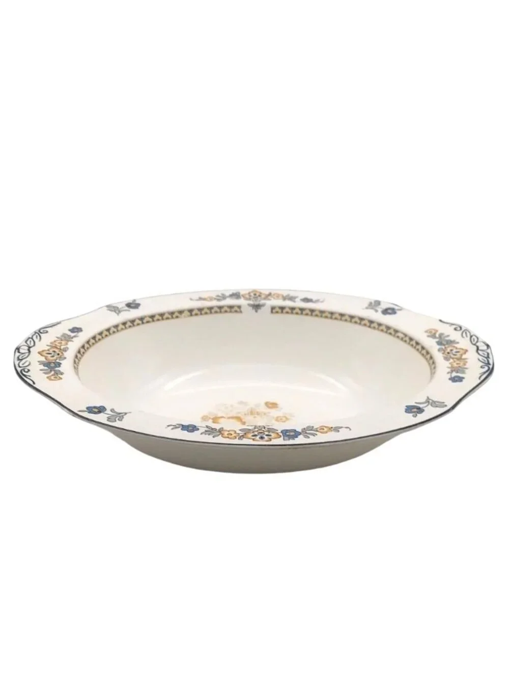 Antique Porcelain Oval Serving Bowl W H Grindley Chelsea Ivory Torbay Floral 20s